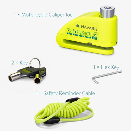 Incuietoare de disc pentru motociclete Navaris cu alarma 110 dB, Blocare antifurt, 54573.02