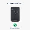 Husa Cheie Auto pentru Renault - 4 Butoane - Keyless Go, kwmobile, Silicon, Negru / Alb, 54808.02