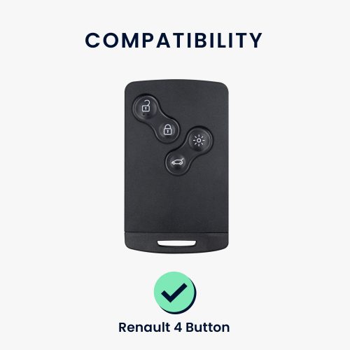 Husa Cheie Auto pentru Renault - 4 Butoane - Keyless Go, kwmobile, Silicon, Negru / Alb, 54808.02