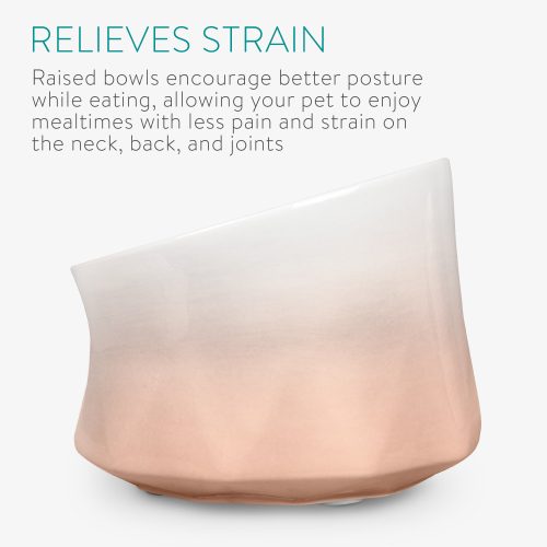 Set 2 Boluri inalte de ceramica pentru pisici si caini Navaris cu covoras, 250 ml, 53300.60