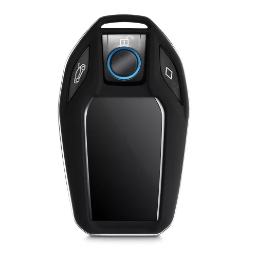 Husa Cheie Auto pentru BMW - Display, kwmobile, Plastic, Negru / Rosu, 49672.02