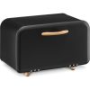 Cutie de paine din metal, Navaris, deschidere frontala, 35.2x23.5x23 cm, Negru, 51503.02.01