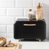 Cutie de paine din metal, Navaris, deschidere frontala, 35.2x23.5x23 cm, Negru, 51503.02.01