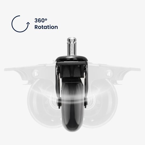 Set 5 Roti pentru scaun de birou tija 11 mm, Kwmobile, Negru, Poliuretan, 55604.01