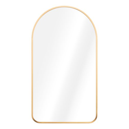 Oglinda de perete Navaris arcuita, 45x80 cm, montaj inclus, auriu, aluminiu/sticla