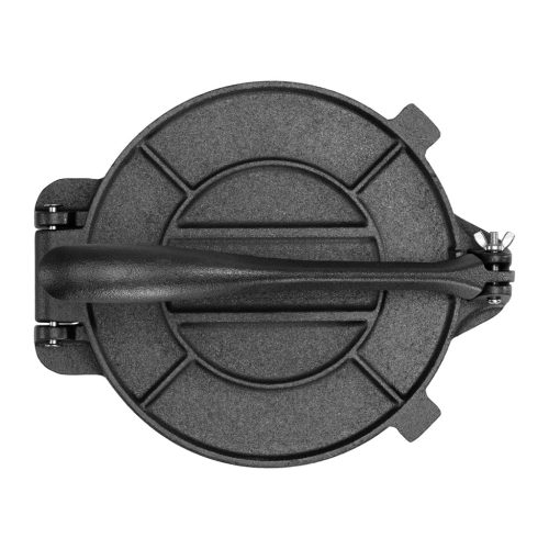 Presa tortilla Navaris, 20 cm diametru, prindere stabila, retete incluse, negru, otel inoxidabil