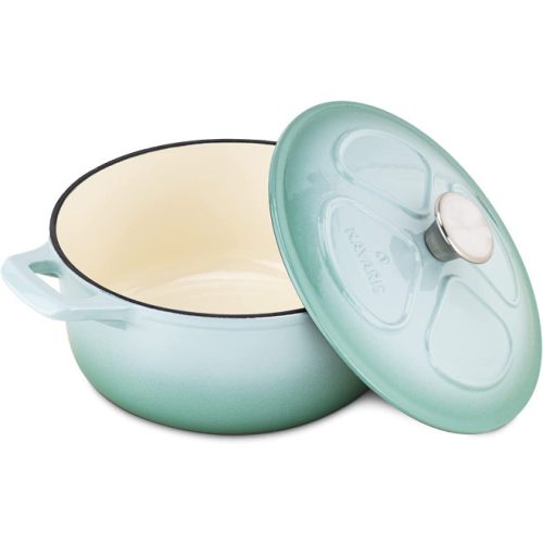 Oala antiaderenta din fonta Navaris pentru plite/cuptoare - 24 cm - 3,5 l - verde deschis, 48777.01.71