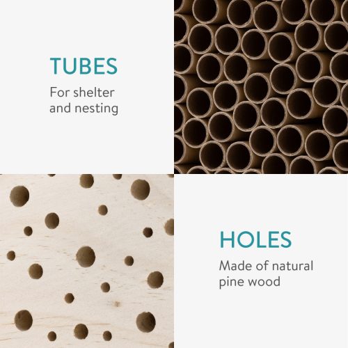 Hotel pentru albine Navaris, cu 4 camere de reproducere 40x26x10.5 cm, lemn, 56086.01