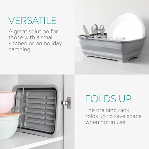 Scurgator vase Navaris, 37x27x12 cm, pliabil, cu separator pentru tacamuri, 52539.03