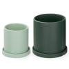 Set 2 ghivece pentru plante Navaris, ceramica, 17 cm si 11 cm, cu farfurii, 56332.3.07