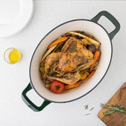 Oala antiaderenta din fonta Navaris pentru plite/cuptoare - 45cm - 7.7L - Verde, 52477.01.80