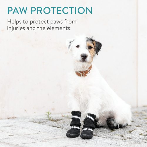 Papuci antiderapanti pentru caini Navaris marimea S, Negru,Textil, 57209.1
