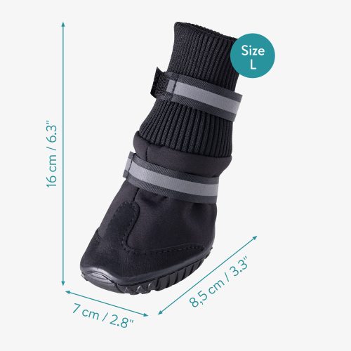 Papuci antiderapanti pentru caini Navaris marimea L, Negru,Textil, 57209.3