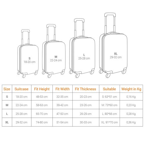 Husa pentru troler marime L, Kwmobile, Negru/Alb, Lycra, 45230.3.04