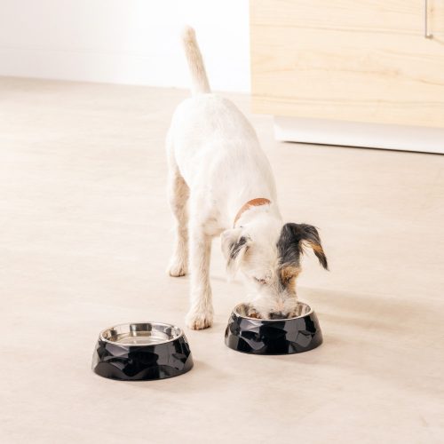 Set 2 Boluri pentru animale de companie Navaris, Metal, Negru, 57479.01