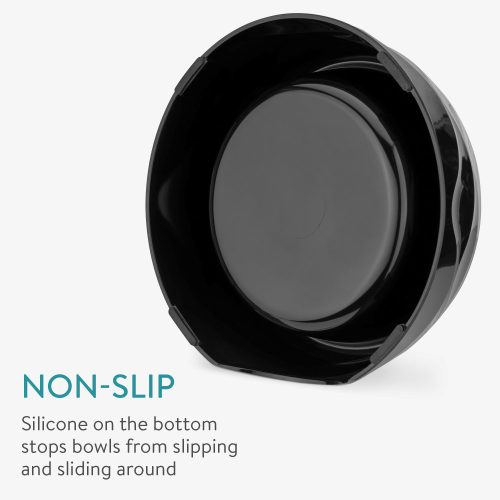 Set 2 Boluri pentru animale de companie Navaris, Metal, Negru, 57479.01