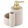 Dispenser sapun cu suport burete Navaris, 11.5x10x16 cm, chiuveta, bej, burete/ABS/plastic