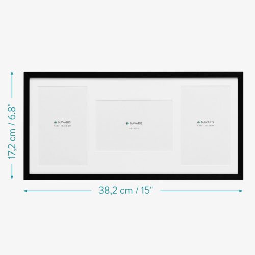 Rama foto colaj Navaris, 3 poze 10x15 cm, 38.2x17.2x2 cm, argintiu, sticla/aluminiu