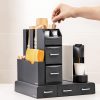 Set suport aparat cafea 3 sertare pentru capsule si organizator 2 sertare pentru consumabile Navaris, negru, 60824.01