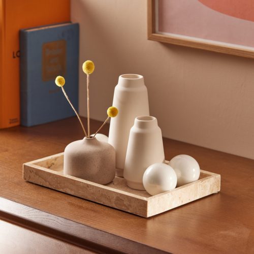 Tava travertin Navaris, 30x20x3 cm, decor/organizare, bej, piatra naturala