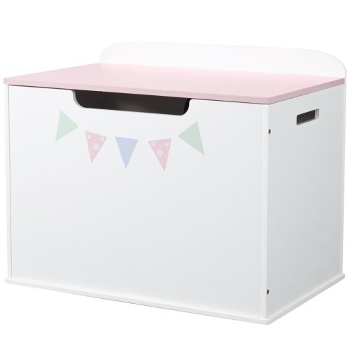 Cutie depozitare jucarii Navaris, 60x41x39 cm, banca pentru sezut, inchidere soft, roz, MDF