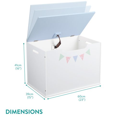 Cutie depozitare jucarii din lemn Navaris, 60x41x39 cm, banca pentru sezut, albastru, lemn