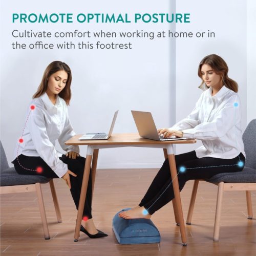 Perna de birou ergonomica Navaris cu buzunar de lana pentru incalzirea picioarelor, 45 x 30 x 15 cm, Albastru, 61463.02