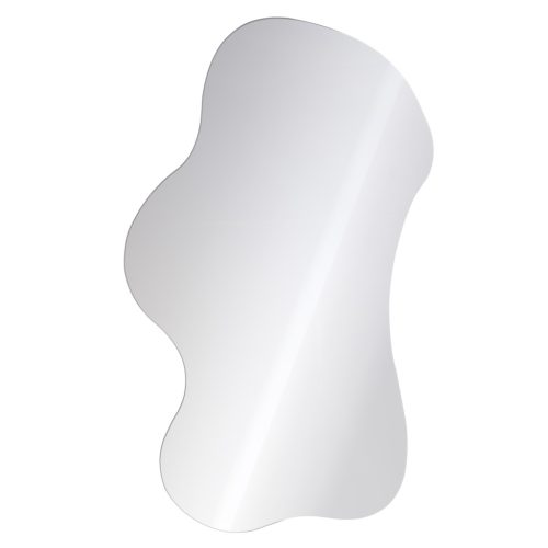 Oglinda decorativa Navaris, forma ondulata squiggle, 75x50 cm, argintiu, sticla/metal