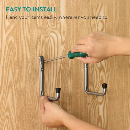 Set 8 carlige depozitare Navaris, tavan/perete, 64.95x15x11.5 cm, garaj, negru, otel