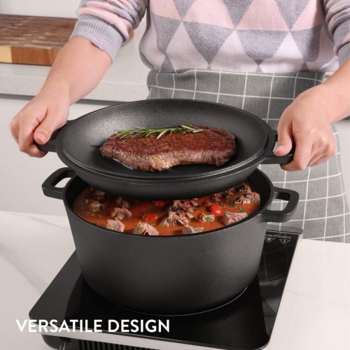 Oala cuptor olandez cu capac Navaris din fonta, pentru plite/cuptoare, 4.7 l,  32 cm, 61695.02