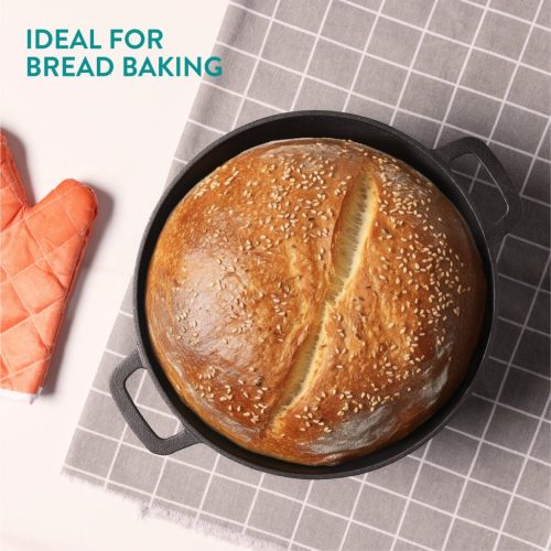 Oala cuptor olandez cu capac Navaris din fonta, pentru plite/cuptoare, 4.7 l,  32 cm, 61695.02