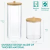 Organizator cosmetice, dischete demachiante si betisoare urechi, transparent, 2 compartimente, plastic/bambus, Navaris, 59140.03