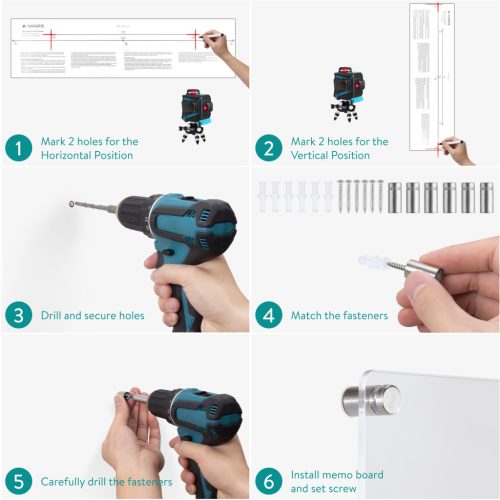 Tabla memo acrilica Navaris, 90x60 cm, organizare perete, acril, transparent, plastic