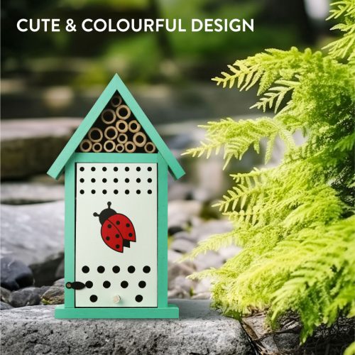 Casa pentru buburuze Navaris cu tuburi pentru albine, 14.5x9x24.5 cm, NAV000025VE001C