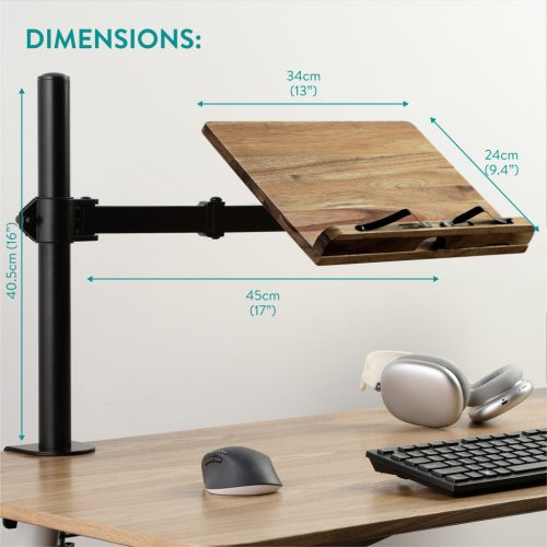 Suport carte cu clema Navaris, lemn de acacia, 34x24 cm, reglabil, maro, lemn