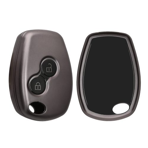 Husa Cheie Auto Kwmobile pentru Dacia/Renault 2 Butoane, Gri/Negru, Silicon, KWM0000253B001C