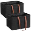 Set 2 cosuri rufe pliabile Navaris, 37 L, manere laterale si snur, 43x31x28 cm, negru, textil