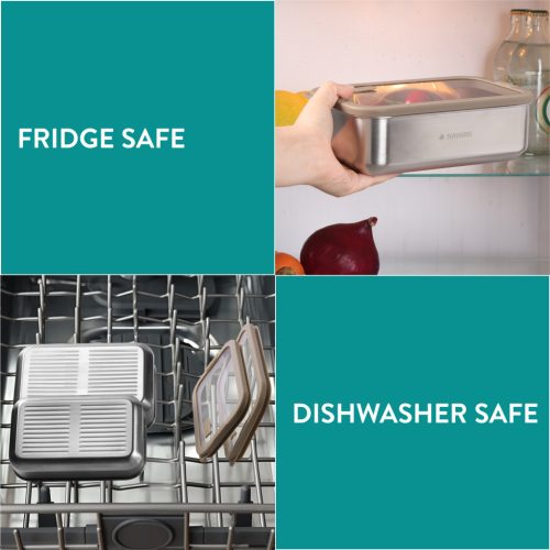 Set 2 Cutii de pranz din otel inoxidabil Navaris, 700 ml, 1000 ml, NAV000039UC001C