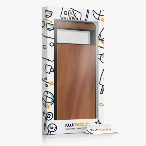 Husa Kwmobile pentru Google Pixel 7a, Maro, Lemn/Silicon, KWM000019YJ004C