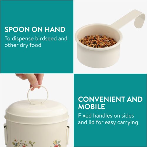 Recipient seminte pasari Navaris, 4.9L, capac etans, 2 manere, 16x24.5 cm, NAV000017RZ002C