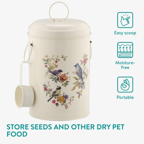 Recipient seminte pasari Navaris, 4.9L, capac etans, 2 manere, 16x24.5 cm, NAV000017RZ002C