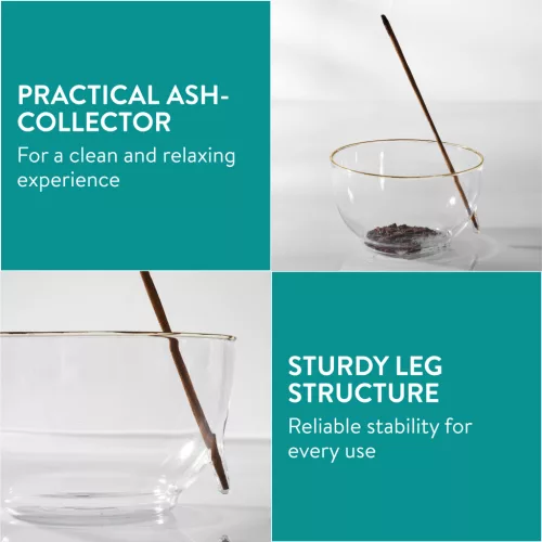 Suport betisoare parfumate Navaris, bol sticla borosilicata, 10x5, 8 cm, transparent, sticla