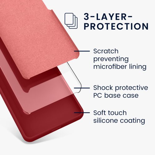 Husa Kwmobile pentru Google Pixel 7a, Rosu, Silicon, KWM000019YE052C