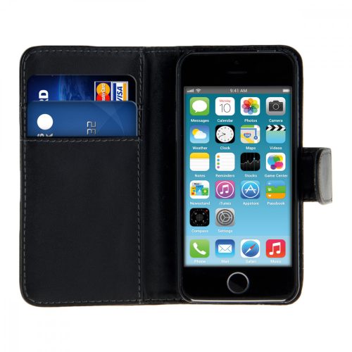 Husa pentru Apple iPhone 5 / iPhone 5s / iPhone SE, Piele ecologica, Negru, 12261.01