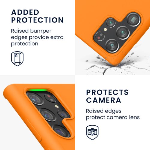 Husa kwmobile pentru Samsung Galaxy S22 Ultra, Silicon, Portocaliu, 56765.150
