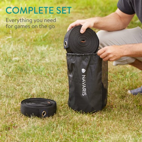 Set 2 Linii Volleyball Navaris, 16m si 8m, Nylon, pentru teren de volei, negru, 60456.01