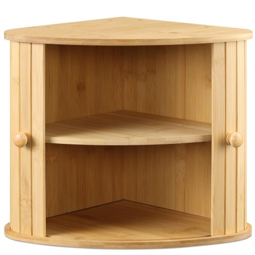 Cutie pentru paine Navaris din bambus, 30x30x31 cm, usa glisanta, maro, 54972.02