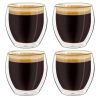 Set 4 pahare espresso termice Creano, 100 ml, sticla borosilicata, perete dublu