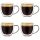 Set 4 cesti espresso termice Creano, 100 ml, sticla borosilicata, perete dublu, model inalt