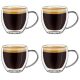 Set 4 cesti espresso termice Creano, 100 ml, sticla borosilicata, perete dublu, model inalt